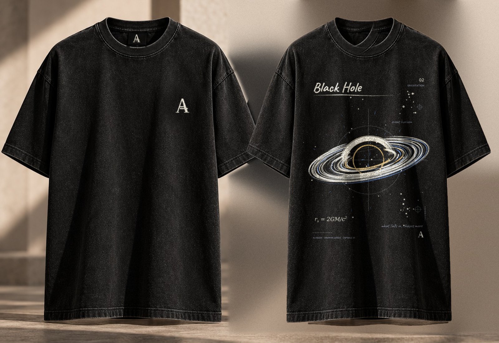 Black Hole 02, Schwarz: Vorderseite / Rückseite