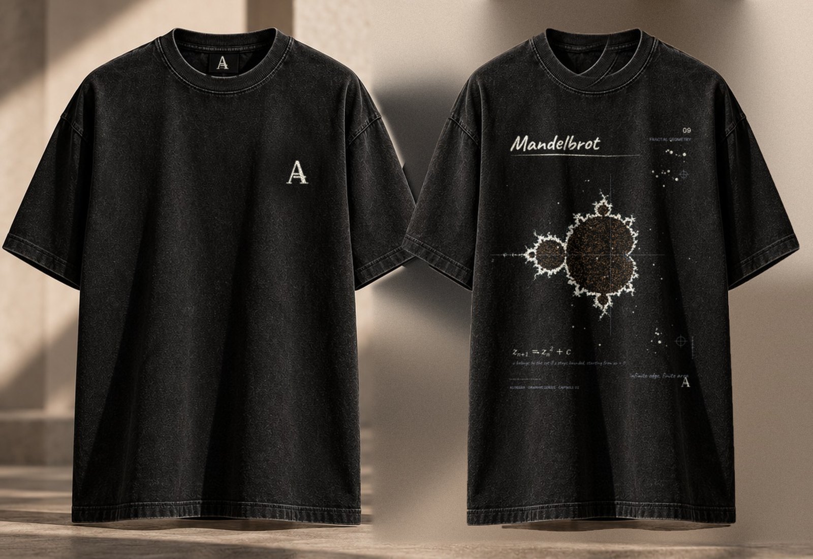 Mandelbrot 09, Schwarz: Vorderseite / Rückseite