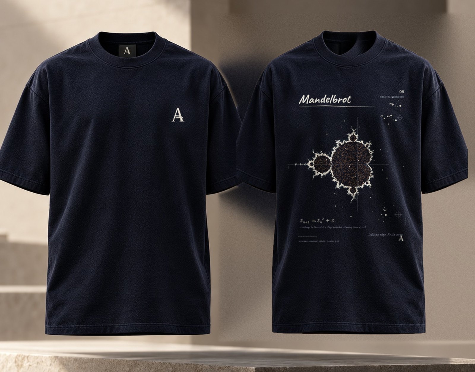 Mandelbrot 09, Deep Navy: Vorderseite / Rückseite