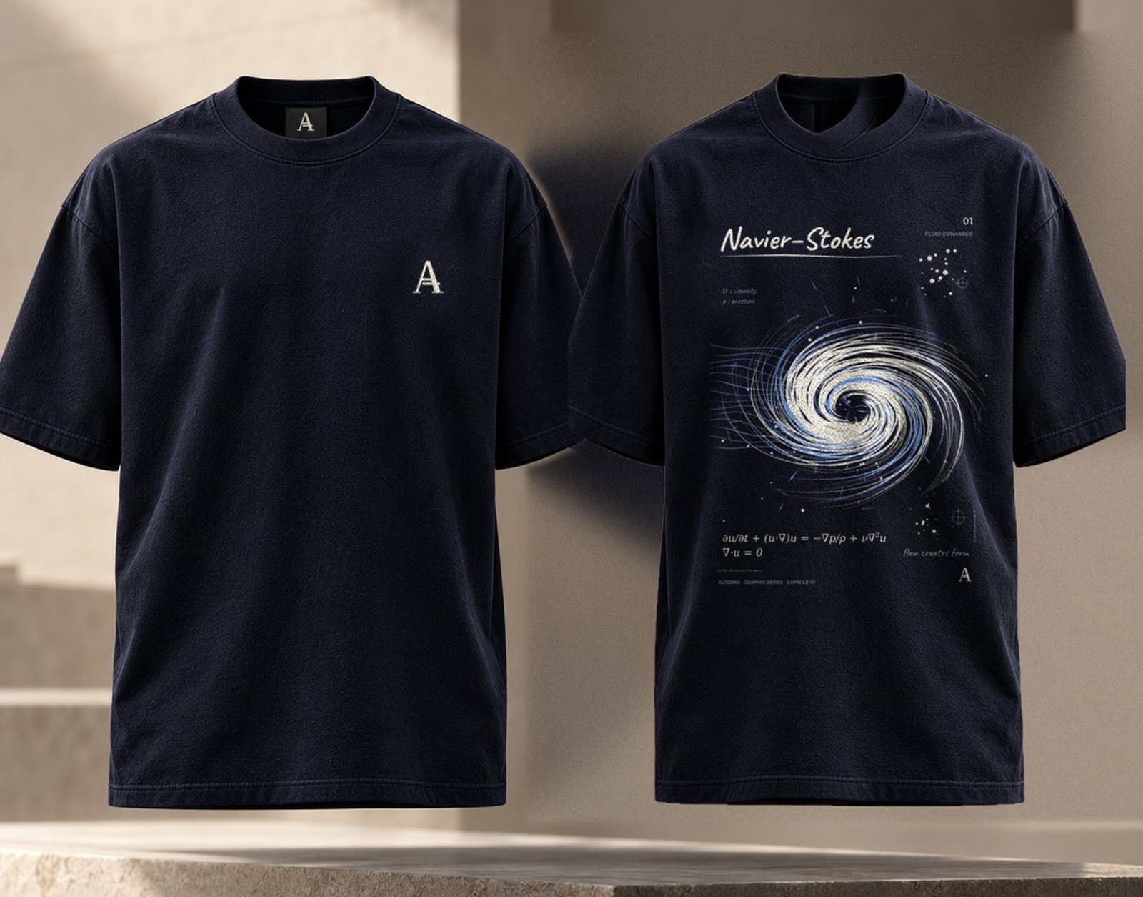 Navier–Stokes 01, Deep Navy: Vorderseite / Rückseite
