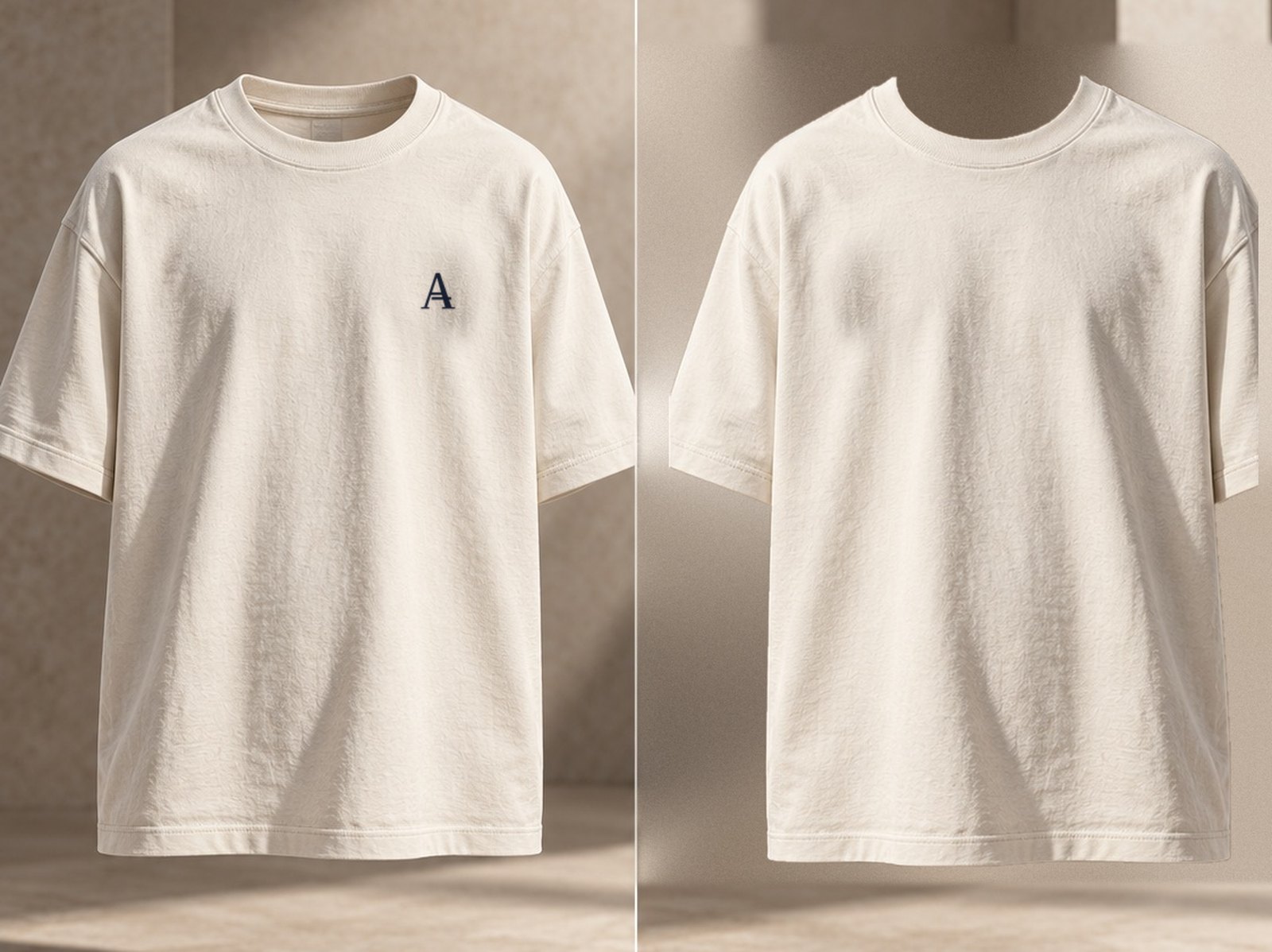 The Heavy Tee · Herren, Ivory: Vorderseite / Rückseite