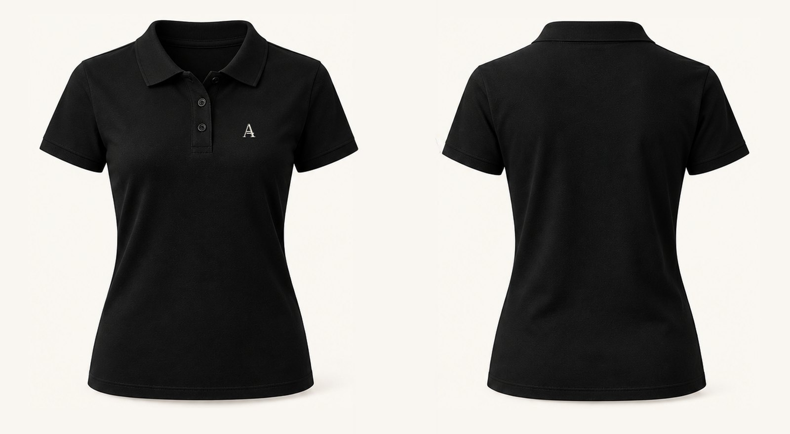 The Polo · Women, Black: Front / Back